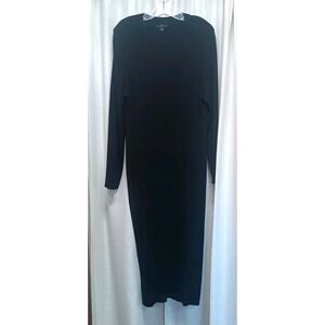 J.Crew Women's Size XL Black AC273 Long‎ Sleeve Ribbed Knit Maxi Stretch Dress